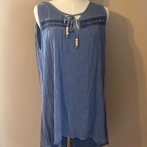 Like New One World Sleeveless Top with Lace Detail